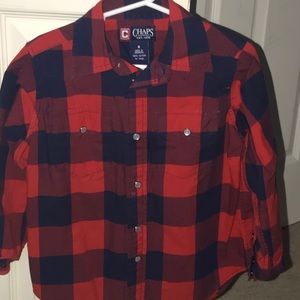 Buffalo check button up boys shirt